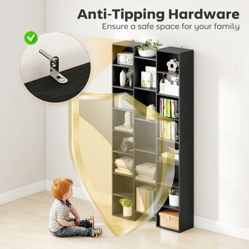 Wyld Haus Faelsu Nota Wooden Black Twenty One Compartment Storage Bookcase