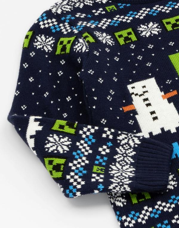 Vanilla Underground Minecraft Boys Blue Creeper Christmas Jumper [dis]