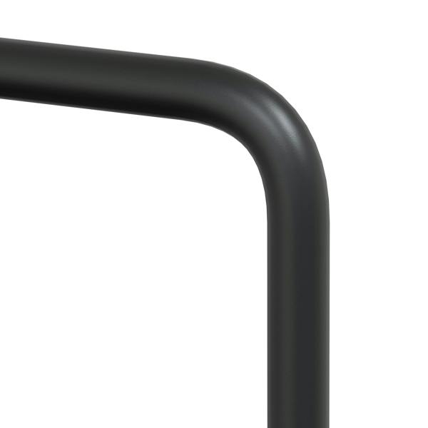 Close-up of a large black parallette showing smooth, rounded edges and a sturdy, matte finish for enhanced grip and stability