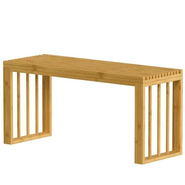 90 cm Bamboo Shoe Bench Backless Hallway Bench Seat, Wood Indoor Decor for Entryway, Natural