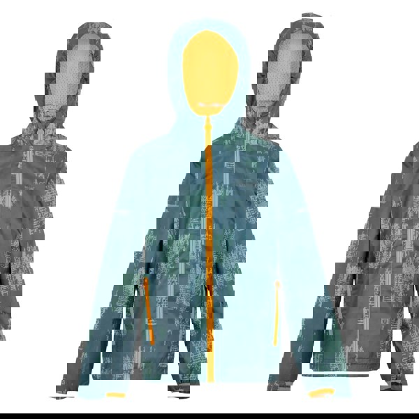 Regatta Kids Lever II Printed Waterproof Jacket - Stormy Weather/Glacier/Bright Marigold