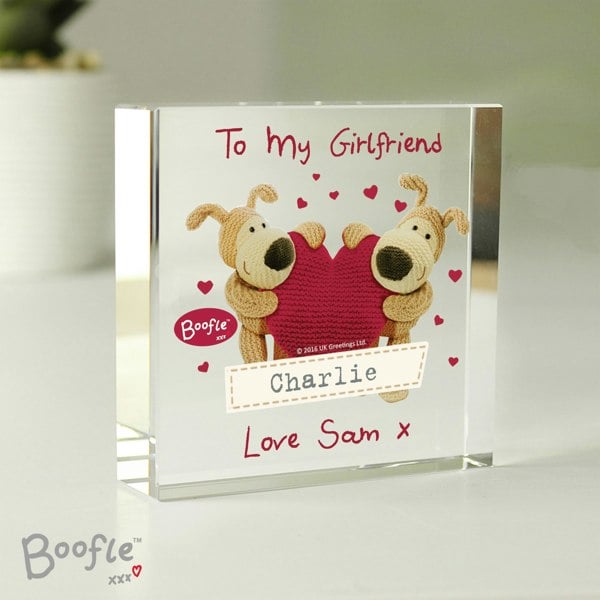 Personalised Memento Company Personalised Boofle Shared Heart Crystal Token