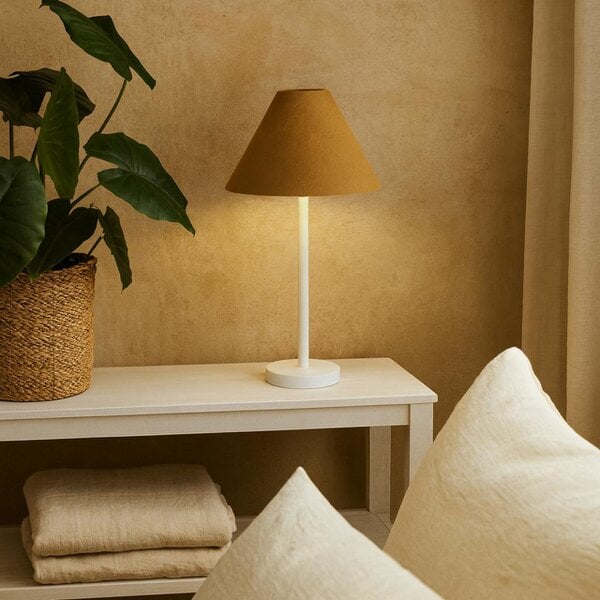 Wyld Haus Long Island White Bamboo Table Lamp with Ochre Shade