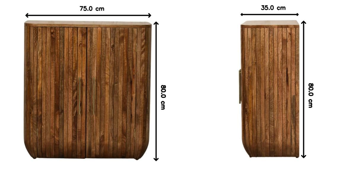 Artisan Furniture Solid Mango Wood Fluted Curve Cabinet