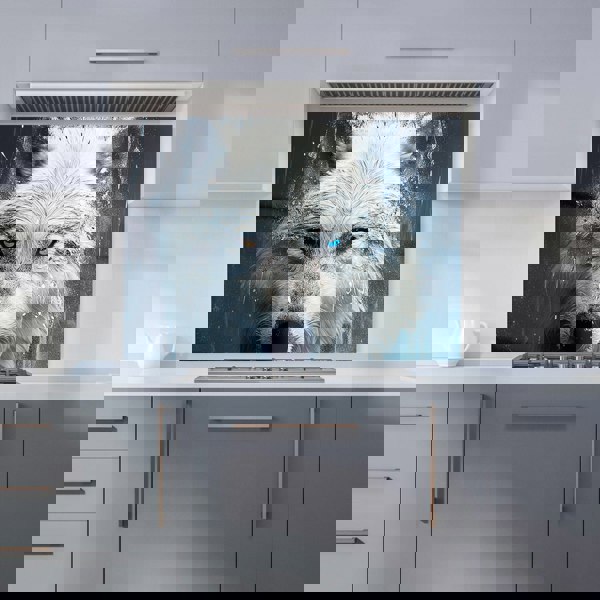 Warren Reed - Designer White Wolf Face Splashart Kitchen Splashback