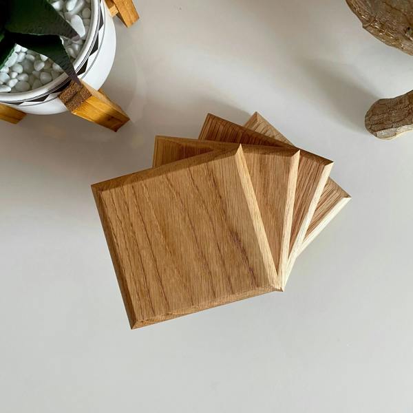 Giraffes & Craftz Handmade Chunky Oak Coasters: Rustic Rounded Edge Design