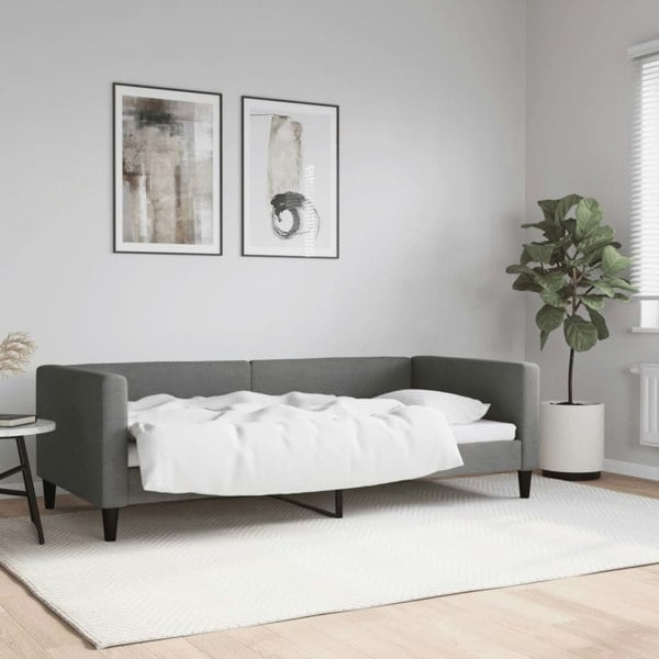 Berkfield Day Bed Dark Grey 90x190 cm Fabric