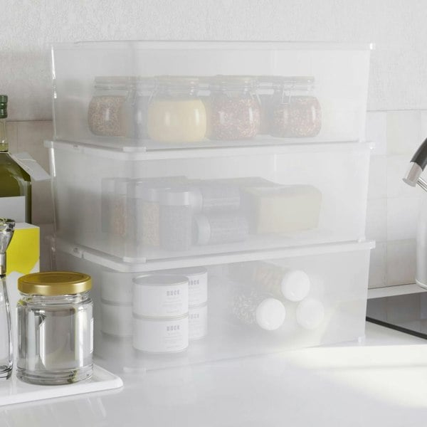 Berkfield Plastic Storage Boxes 3 pcs 10 L Stackable