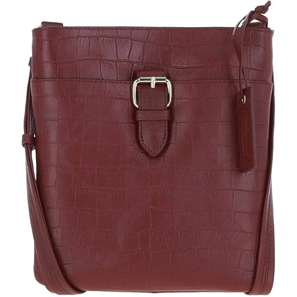 Womens Small Zip Top Leather Cross Body Bag: TAB