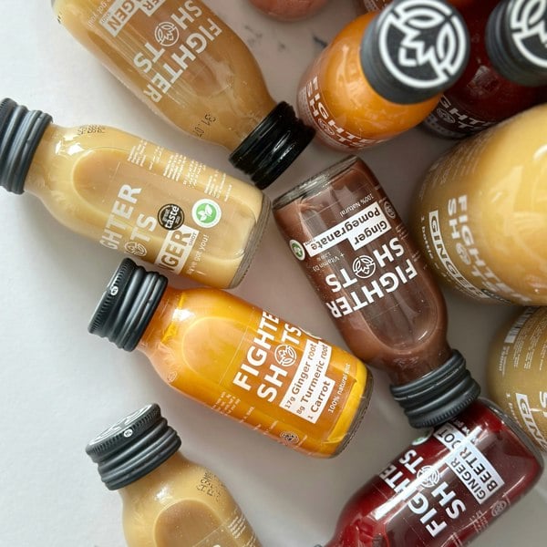 Fighter Shots Ginger -  27g organic cold pressed ginger in every bottle, 12 x 60ml