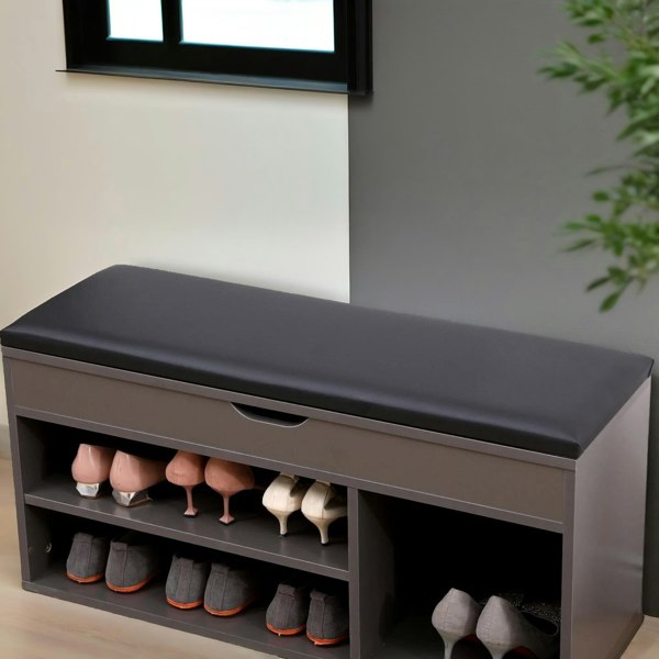 Rafaelo Mobilia Shoe Storage Bench 90CM Grey