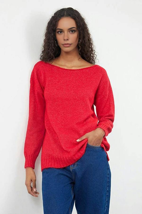 WOVCOR Boat Neck Basic Knit Sweater