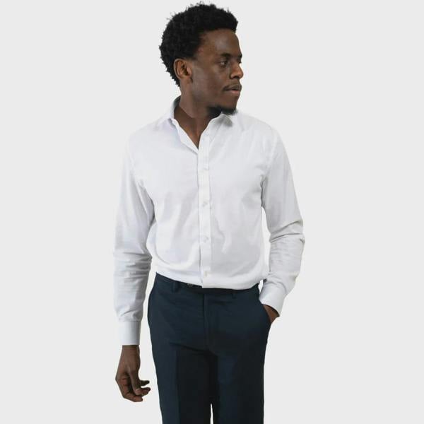 Charles Grey Louie Bamboo Stretch Long Sleeve Shirt - White