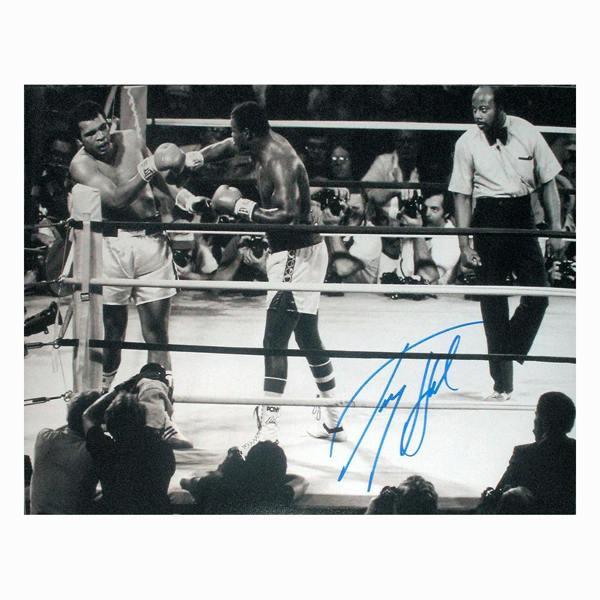 Larry Holmes signed 16x12 photo vs Muhammad Ali — Premium framing