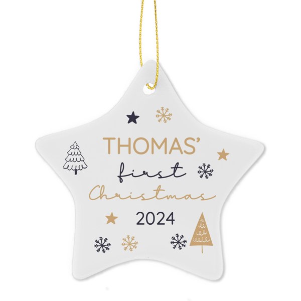 Personalised Memento Company Personalised First Christmas Star Christmas Tree Decoration