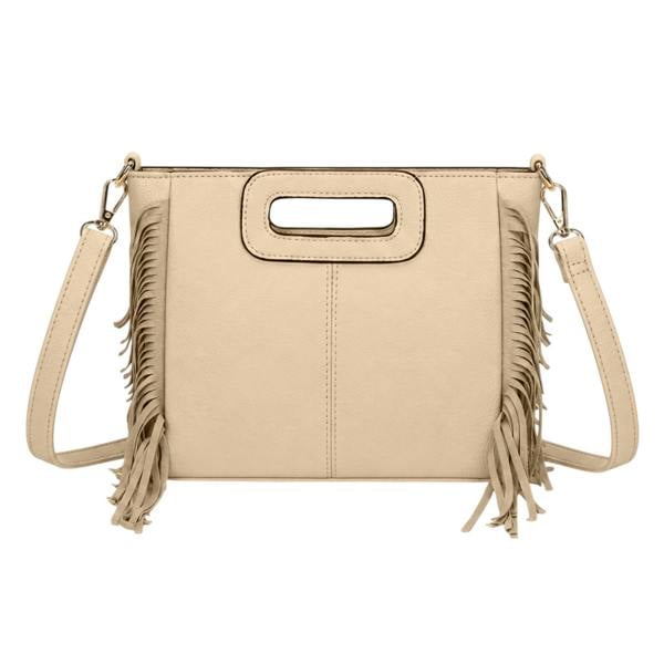 Kitise Bohemian Fringe Tassel Cutout Crossbody Shoulder Tote Bag