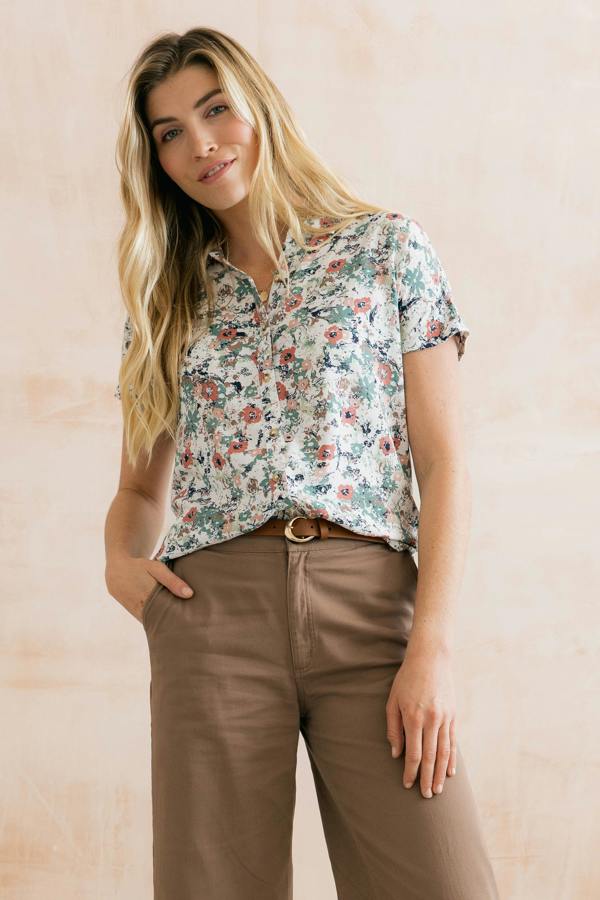 Saltgrass Printed Shirt Ecru