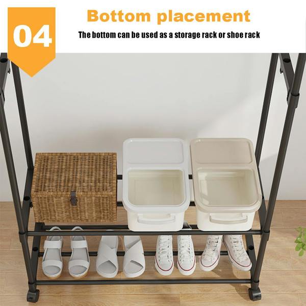 Havendro Heavy Duty Double Clothes Rail Garment Rack with Shoe Storage Display Stand