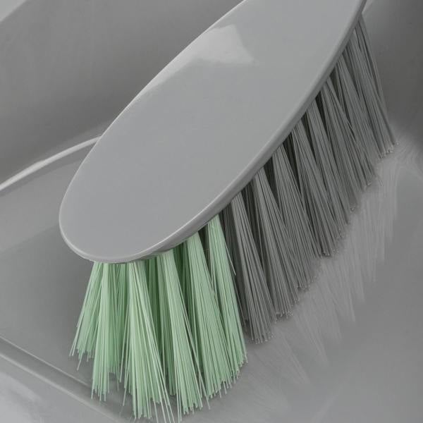 JVL Dust Pan And Brush Set / Rubber Grip - Grey