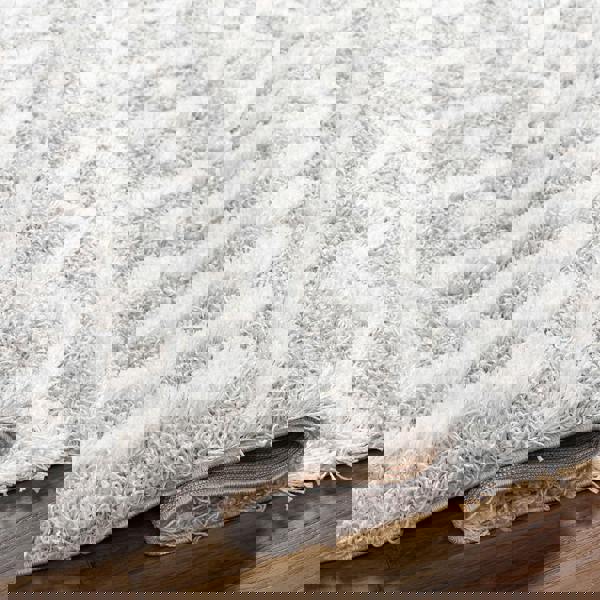 Livabliss Urban Shag-Geometric White Grey Soft Plush Pile Rug
