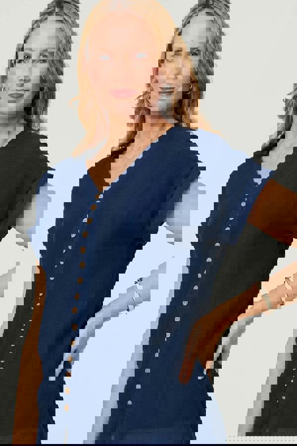 Navy | Relaxed Layered Short Sleeve Shirt