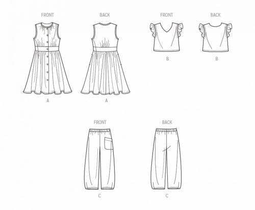 Simplicity Sewing Pattern 9761, Dresses, Tops, Trousers for Kids, HH (3-4-5-6) - Intermediate
