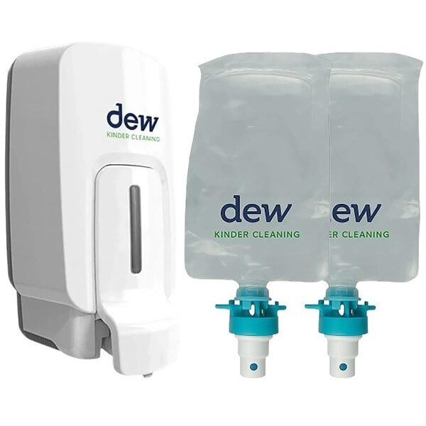 Dew Hand Cleansing Water Dispenser With Refill - Wall Mounted With Refill Pouch 1L x 2