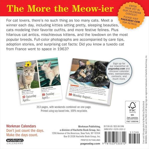 365 Days Of Cats Desk Calendar 2027, Desk Calendars, Day To View, Cats, Gift