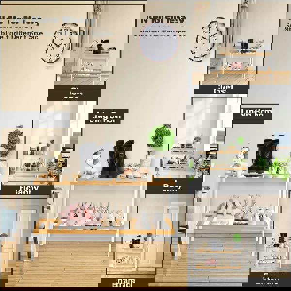 MANTRARAJ Bamboo 2 Tier Shoe Rack Easy Assembly Storage Shelf Organiser Wooden Shoe Rack