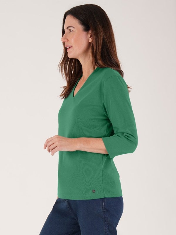 PennyPlain High Back V-neck Top - Jade