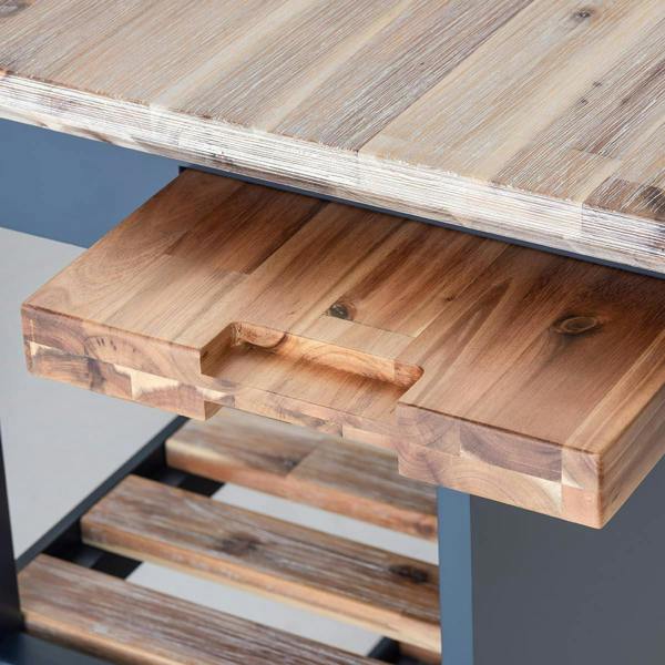 Statement Furniture Florence Breakfast Bar Kitchen Island with Shelves