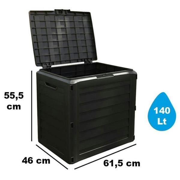 Gr8 Garden 140L Anthracite Plastic Garden Storage Box with Lid for Cushions & Tools