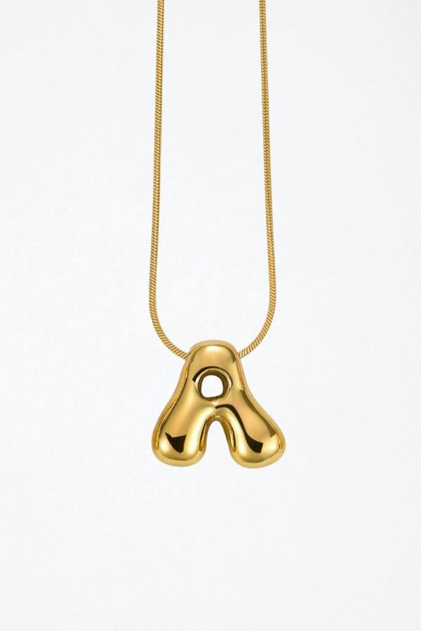 Bubble Initial Gold Plated Necklace Letter A