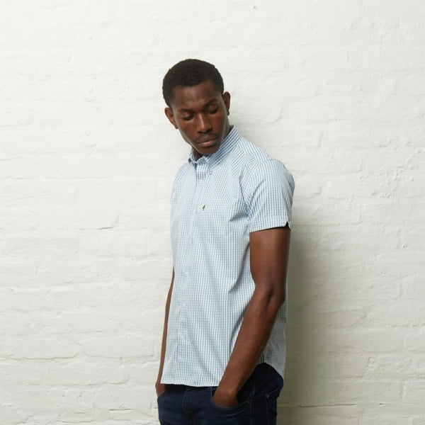 Gabicci V54GW02 Mens Fraser Short Sleeve Gingham Shirt Gabicci Vintage - AQUA