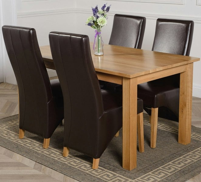 That's Furniture Oslo 150 x 90cm Medium Oak Dining Set with Lola Leather Chairs