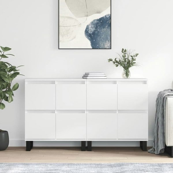 Berkfield Sideboards 2 pcs High Gloss White Engineered Wood