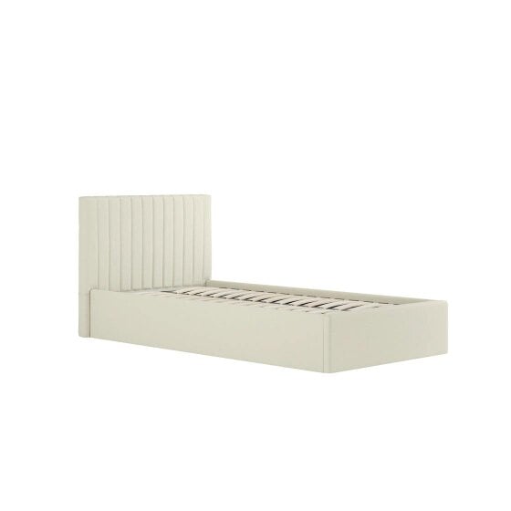 Wyld Haus Dublin Cream Upholstered 3ft Single Ottoman Bed with Tall Ribbed Headboard