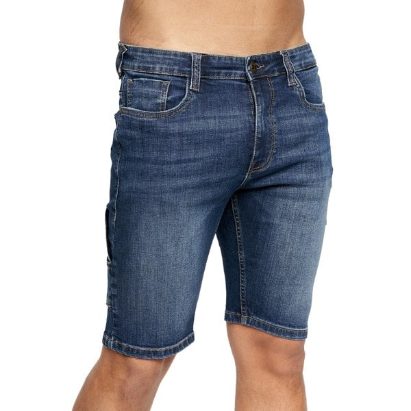 Crosshatch Mens Carpenter Denim Vintage Shorts - Dark Wash