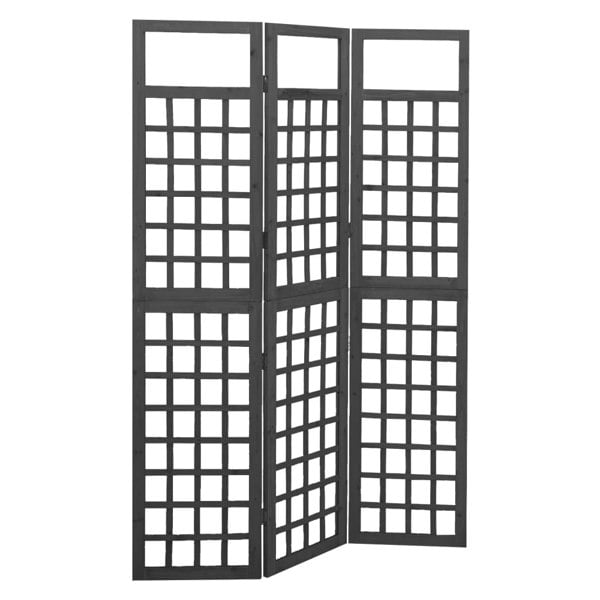 Berkfield 3-Panel Room Divider/Trellis Solid Fir Wood Black 121x180 cm