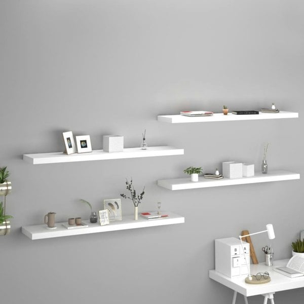 Berkfield Floating Wall Shelves 4 pcs White 120x23.5x3.8 cm MDF