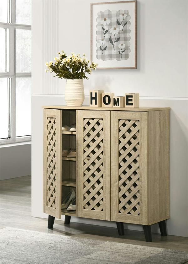 Timber Art Design Modern Shoe Storage Cabinet 3 Doors Footwear Stand Rack Unit Cupboard