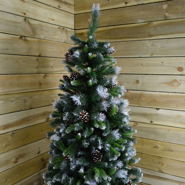 Samuel Alexander 7ft (2.1m) Frosted Glacier Pine Snow Tipped Christmas Tree with Pinecones and 956 Tips
