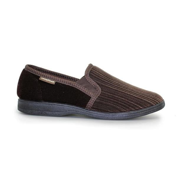 Goodyear Mens Calder Pinstripe Slippers - Brown - 