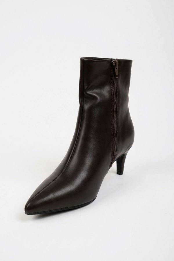 ikrush Svetlana Faux Leather Pointed Toe Kitten Heel Ankle Boots
