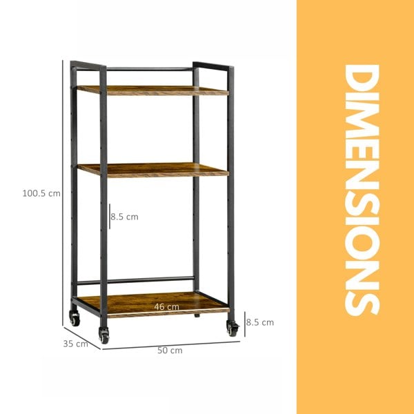 Rafaelo Mobilia 3 Tier Printer Trolley With Lockable Wheels & Adjustable Shelves