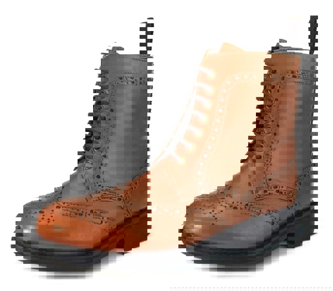 Frank James Benchgrade Cotswold Leather Welted Lace Up Brogue Rubber Sole Dealer Boots