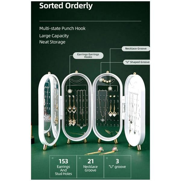 Dragodirect 4-Tier Jewelry Organizer Box with Mirror – Earring & Ring Storage