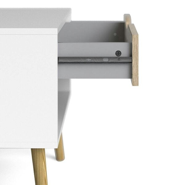 Wyld Haus Sapporo White and Natural Oak Bedside 1 Drawer