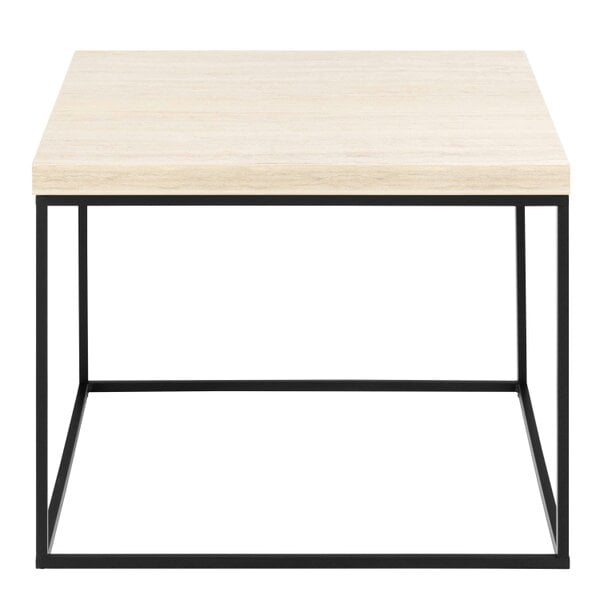 Wyld Haus Hazelmere Travertine Coffee Table Black Metal Legs