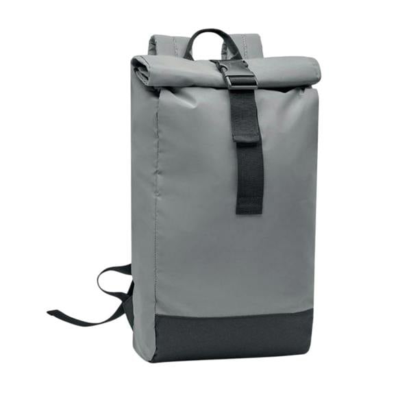MidOcean Bright Rollpack Roll Top Reflective Backpack - Matt Silver - 